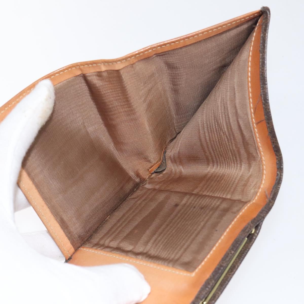 CELINE Macadam Canvas Compact Wallet PVC Leather Brown Auth yk17906