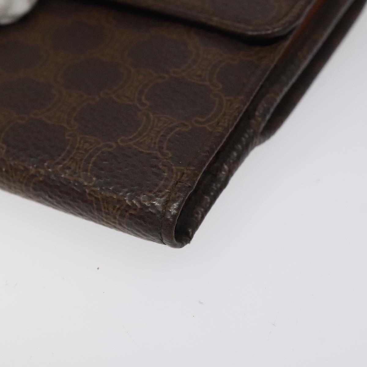 CELINE Macadam Canvas Compact Wallet PVC Leather Brown Auth yk17906