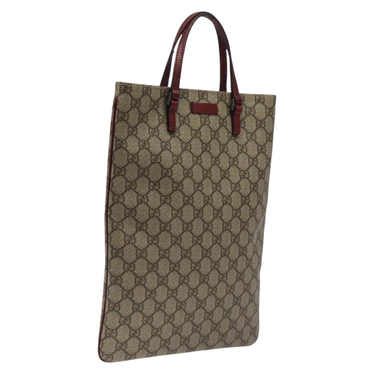 GUCCI GG Supreme Hand Bag PVC Leather Beige 117551 Auth yk17910