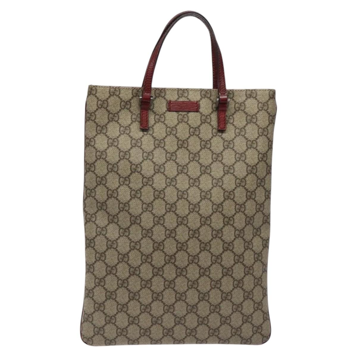 GUCCI GG Supreme Hand Bag PVC Leather Beige 117551 Auth yk17910
