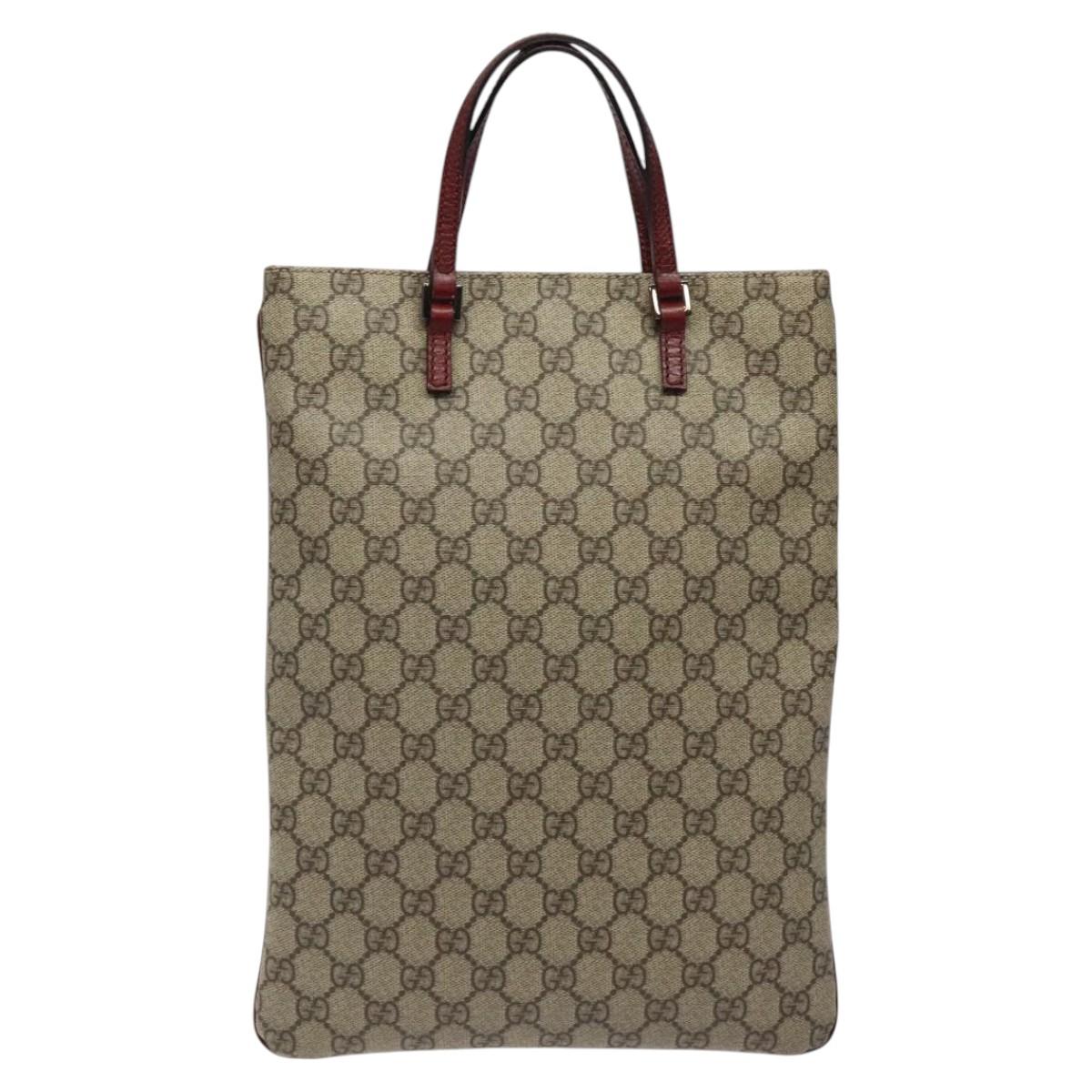 GUCCI GG Supreme Hand Bag PVC Leather Beige 117551 Auth yk17910