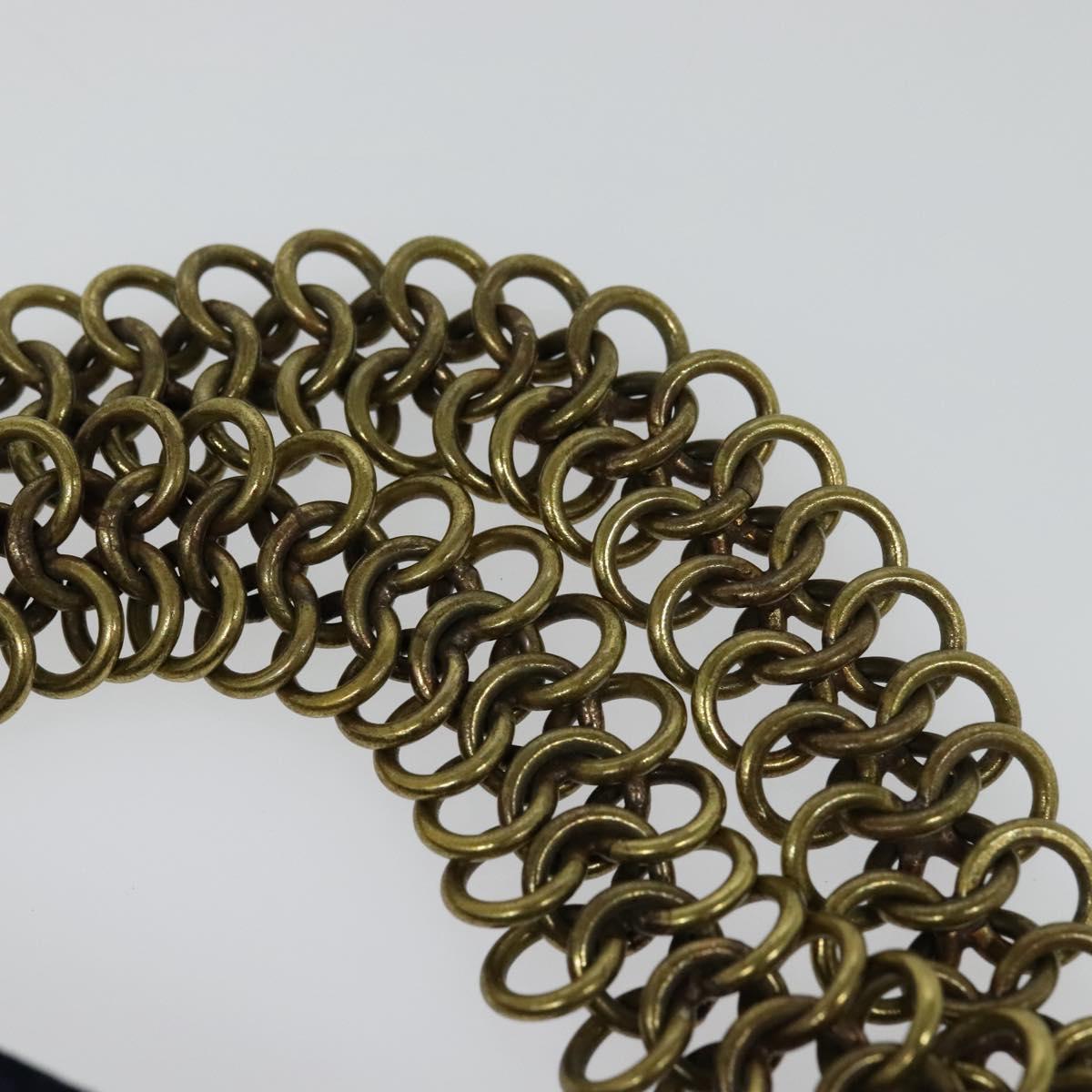 PRADA Chain Hand Bag Suede Navy Gold Auth yk17929