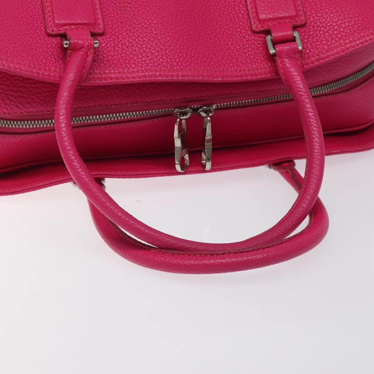 LOEWE Anagram Hand Bag Leather Pink Gold Auth yk17930