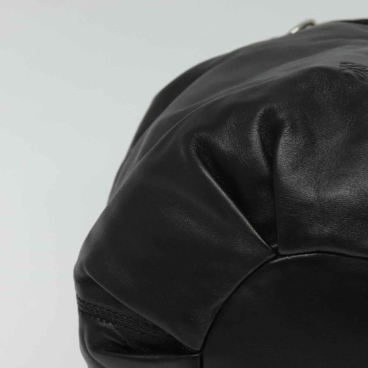 LOEWE Anagram Hand Bag Leather Black Silver Auth yk17932V