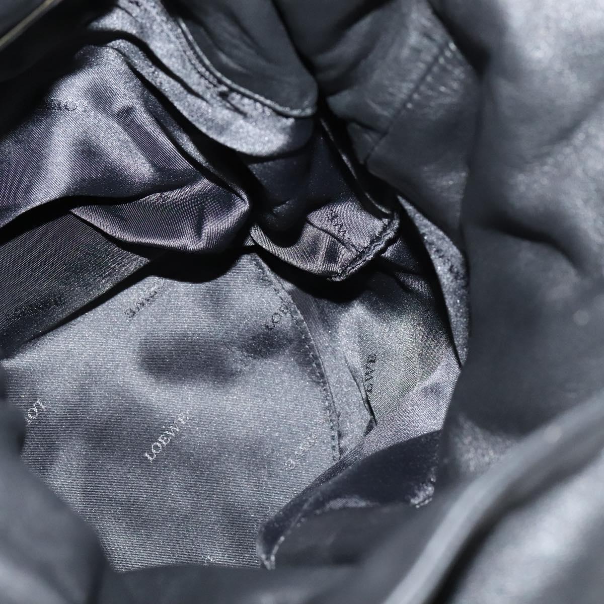 LOEWE Anagram Hand Bag Leather Black Silver Auth yk17932V