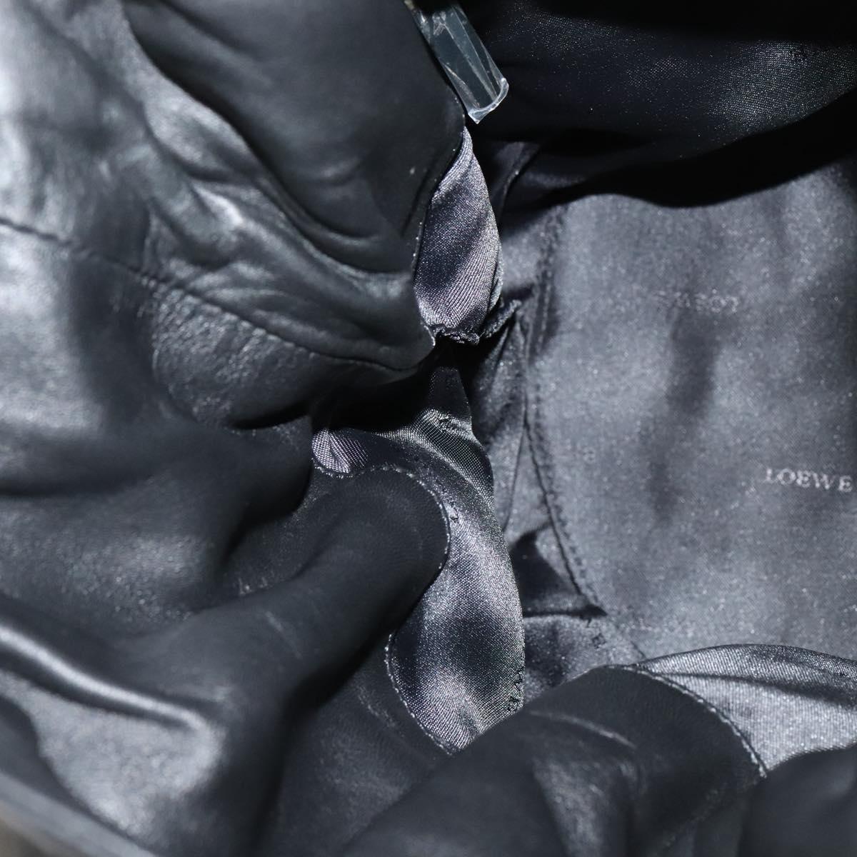 LOEWE Anagram Hand Bag Leather Black Silver Auth yk17932V