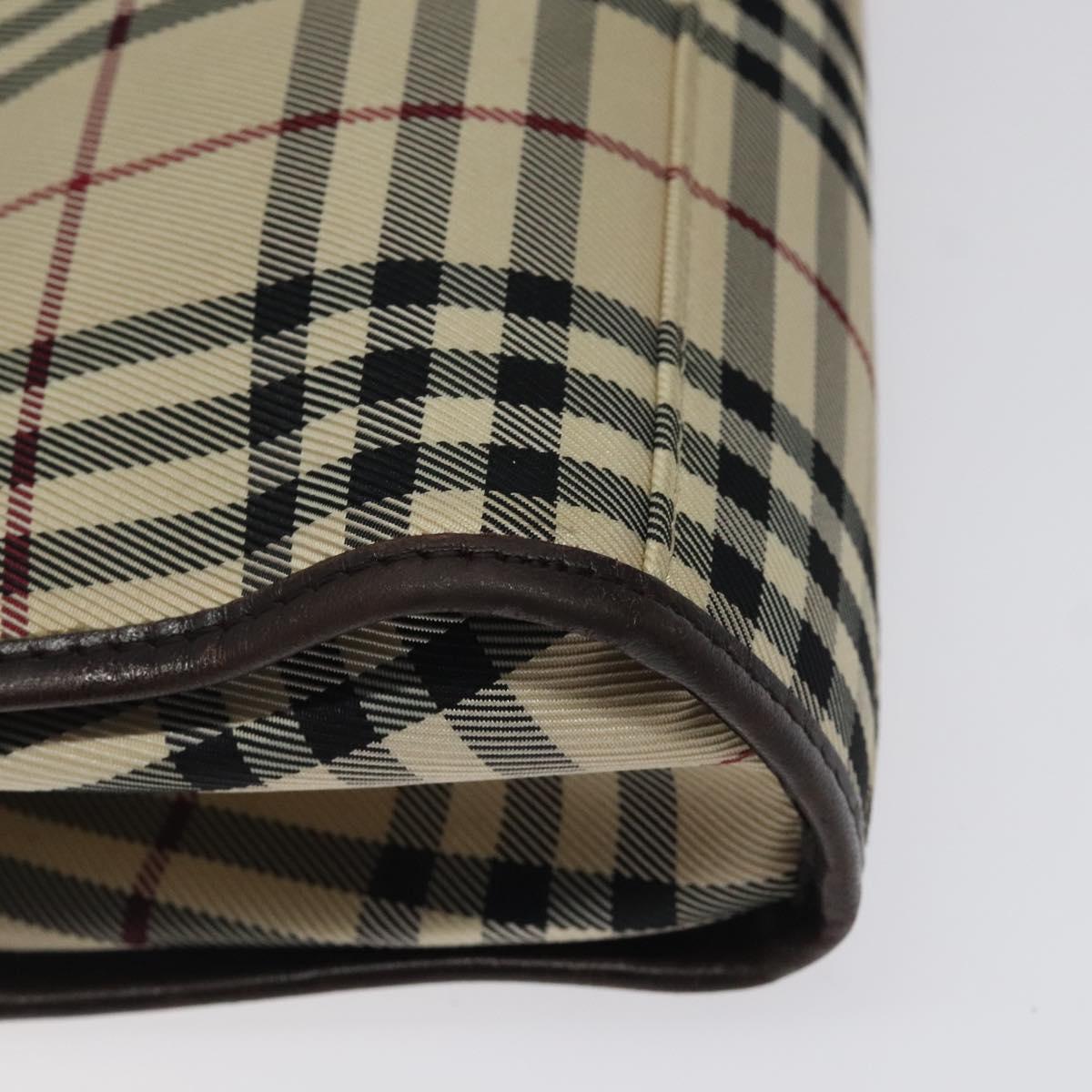 BURBERRY Nova Check Hand Bag Nylon Beige Brown Silver Auth yk17943