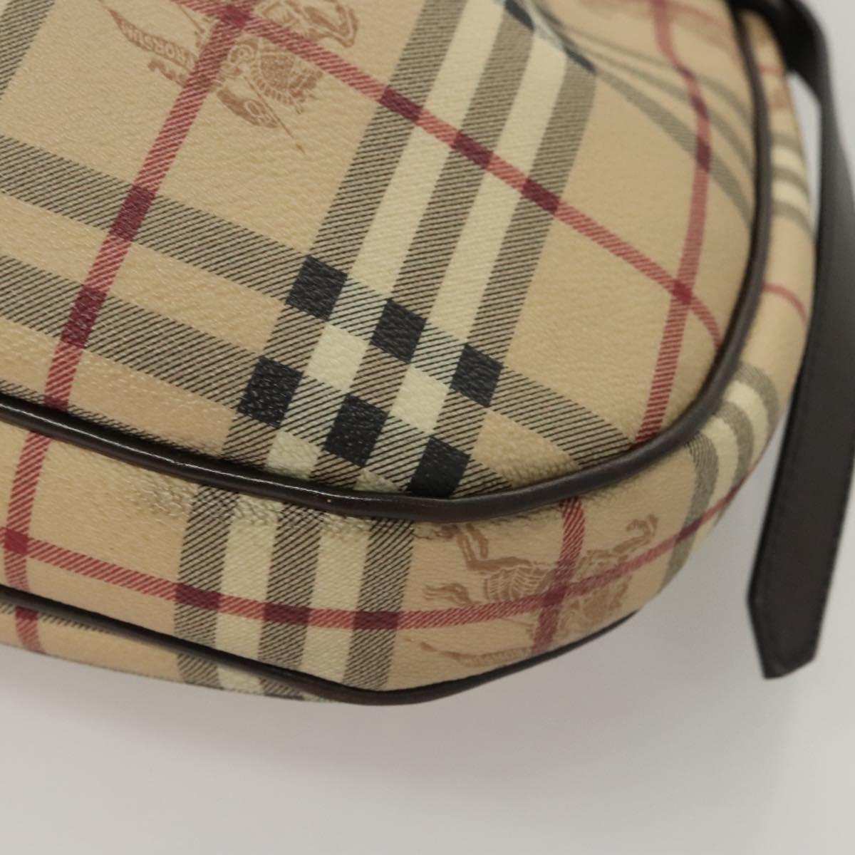 BURBERRY Nova Check Shoulder Bag PVC Leather Beige Brown gold Auth yk17973