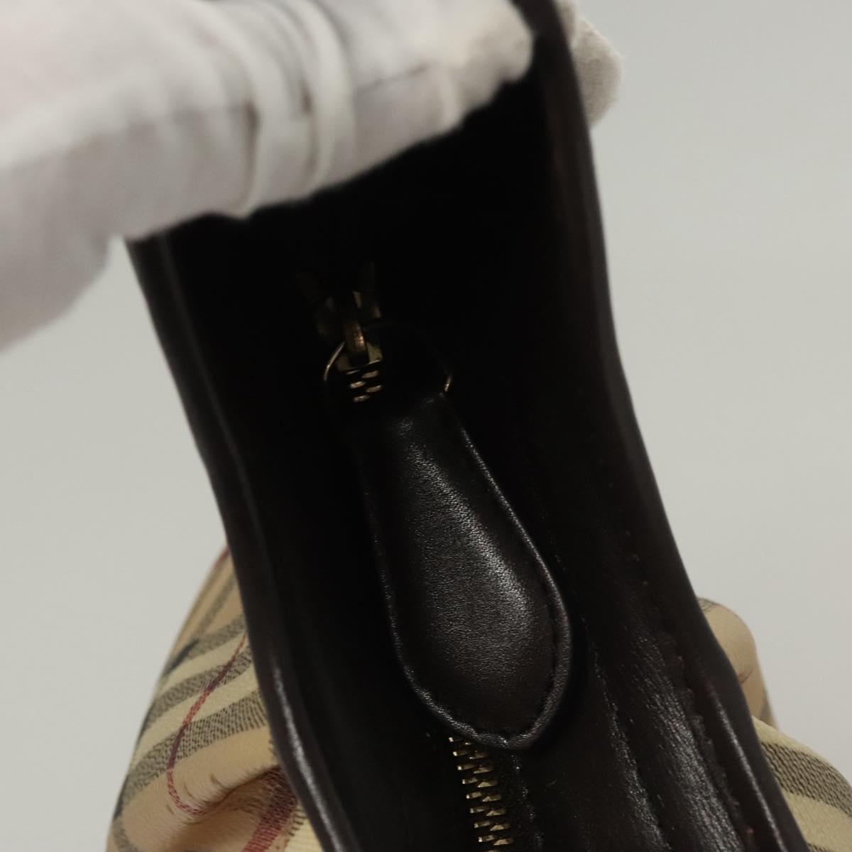 BURBERRY Nova Check Shoulder Bag PVC Leather Beige Brown gold Auth yk17973