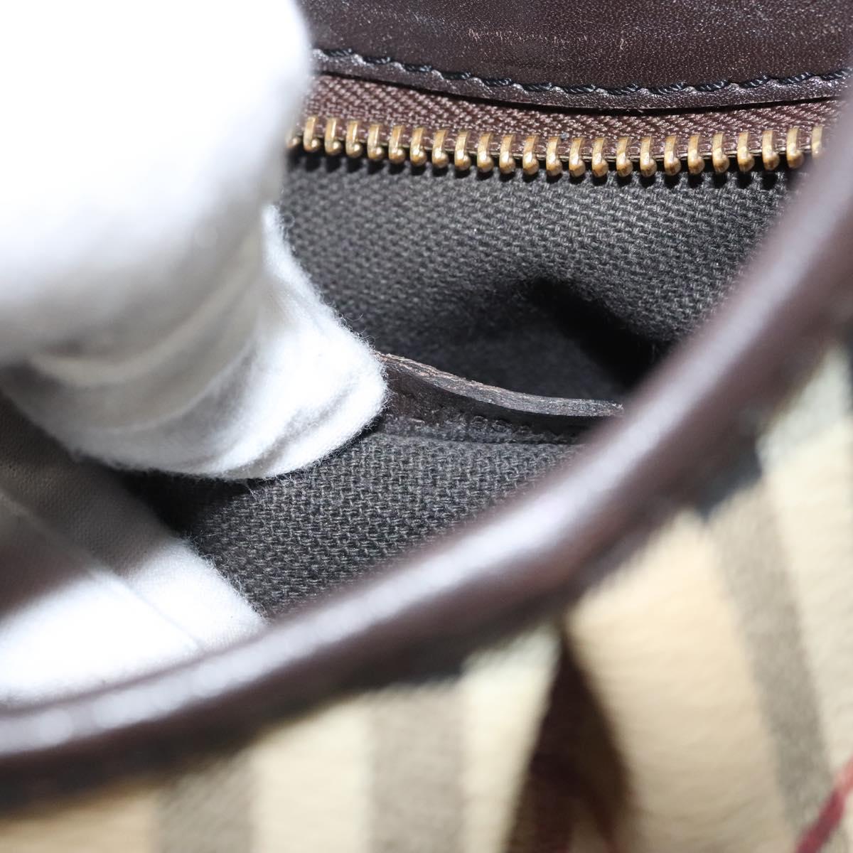 BURBERRY Nova Check Shoulder Bag PVC Leather Beige Brown gold Auth yk17973