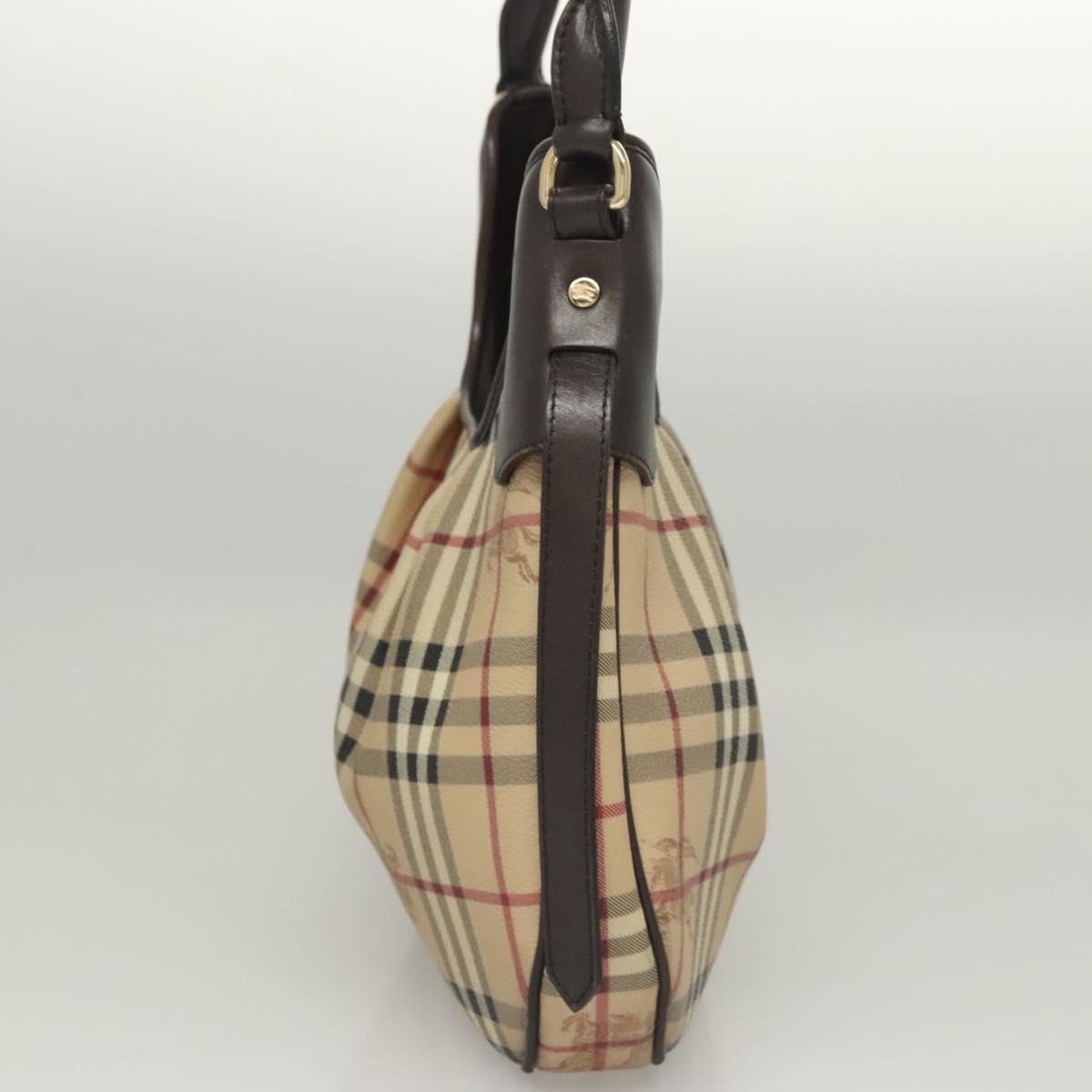 BURBERRY Nova Check Shoulder Bag PVC Leather Beige Brown gold Auth yk17973