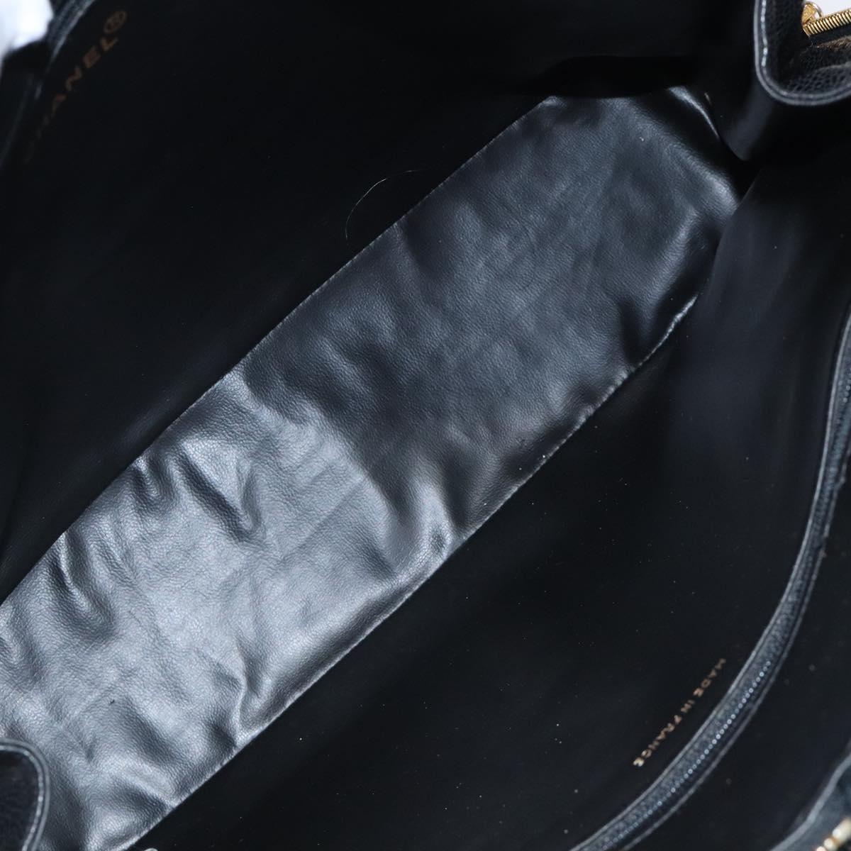 CHANEL COCO Mark Hand Bag Calf Skin Black Gold CC Auth yk17997