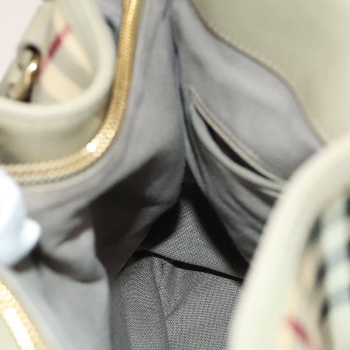 BURBERRY Nova Check Hand Bag PVC Leather 2way Beige Gold Auth yk17998