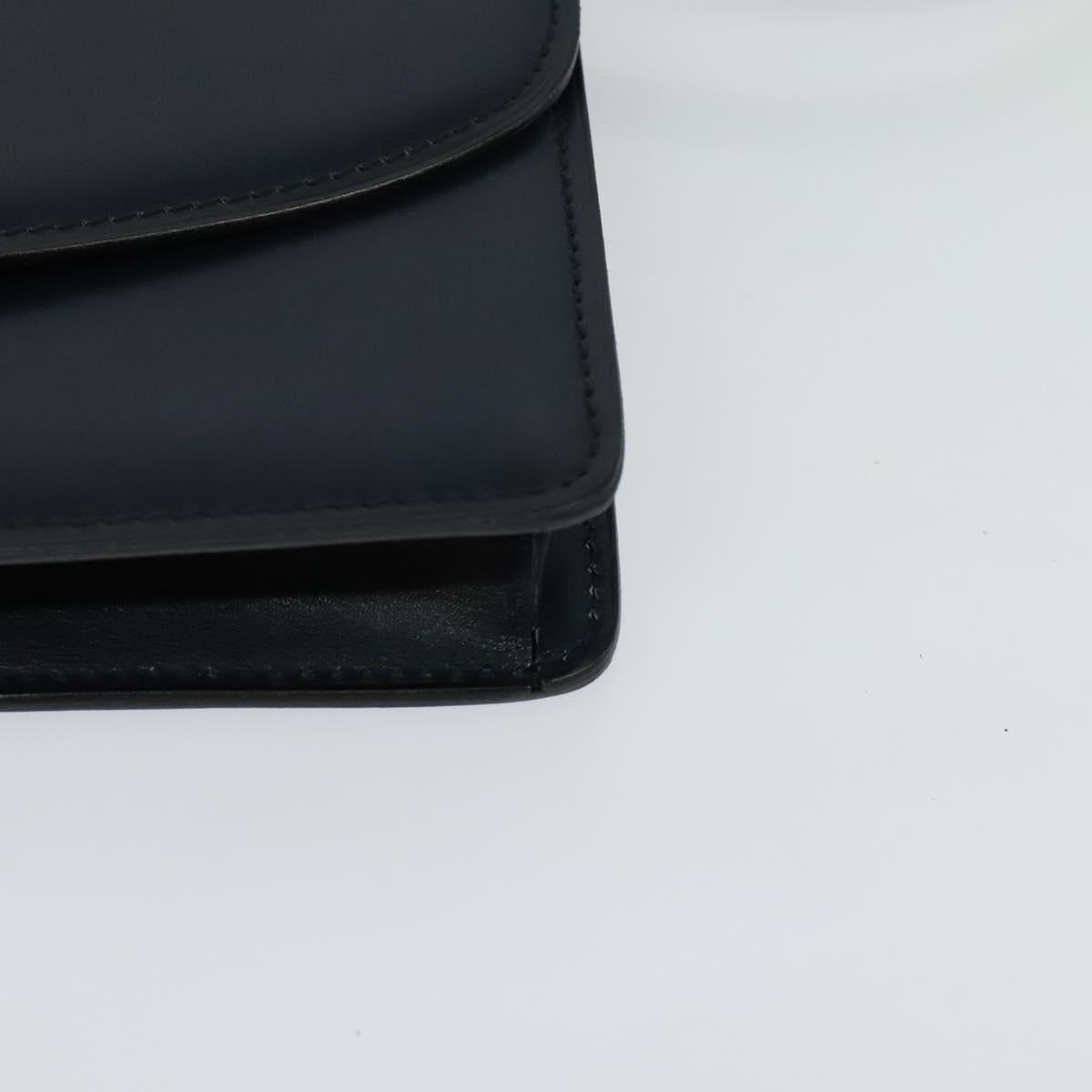 CELINE Shoulder Bag Leather Navy Gold Auth yk18003