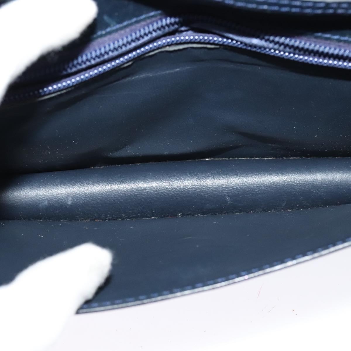 CELINE Shoulder Bag Leather Navy Gold Auth yk18003