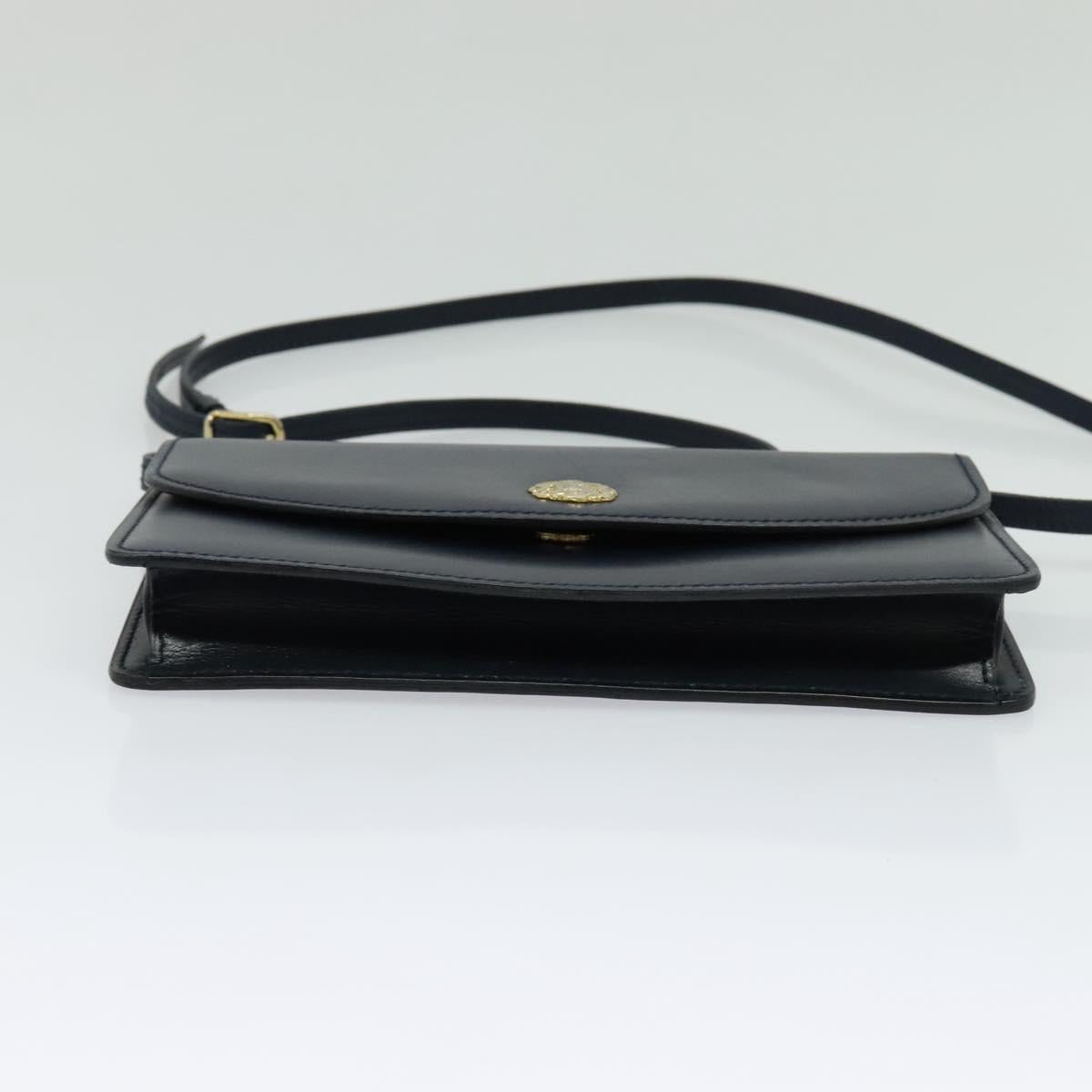 CELINE Shoulder Bag Leather Navy Gold Auth yk18003