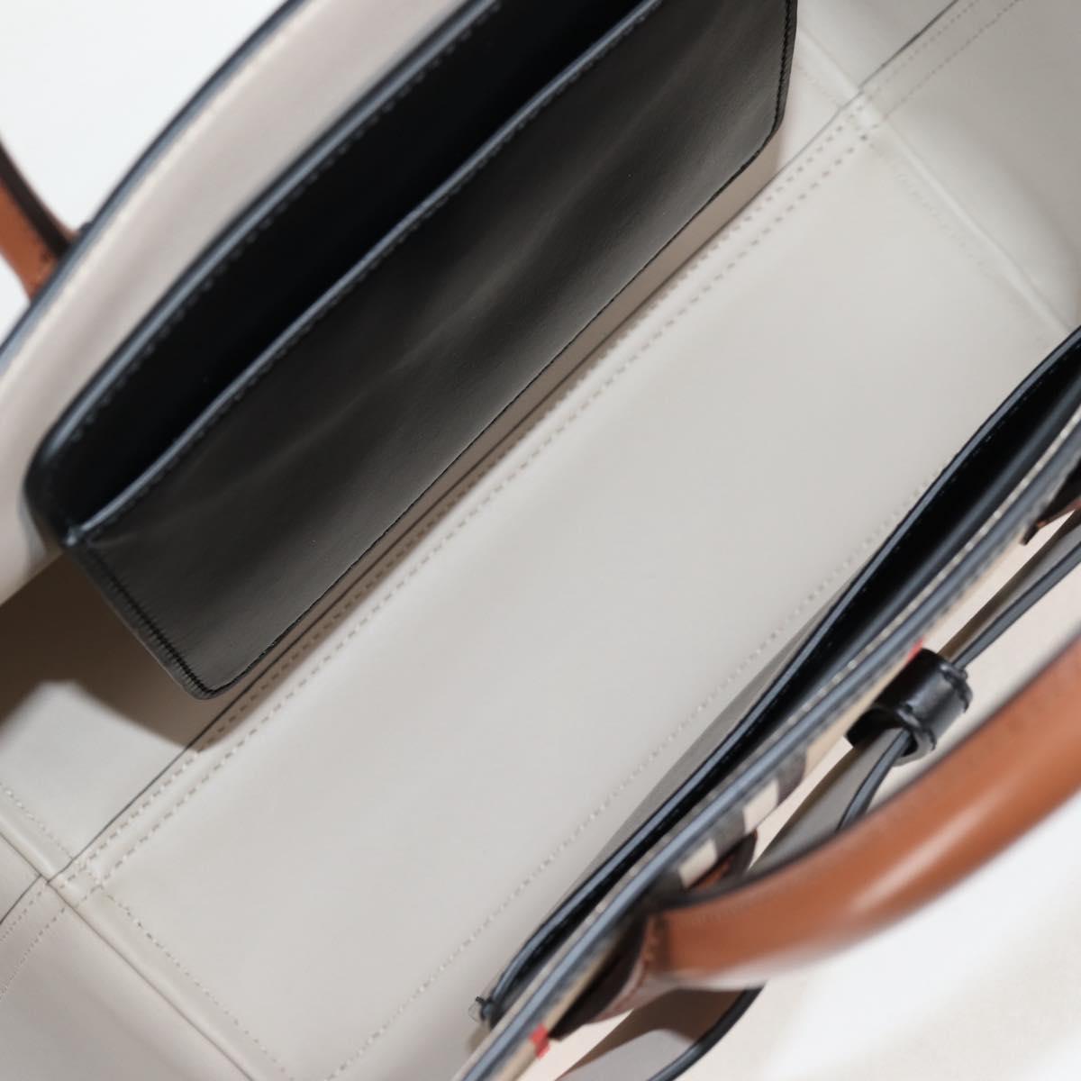 BURBERRY Nova Check Hand Bag Canvas 2way Beige Gold Auth yk18007A