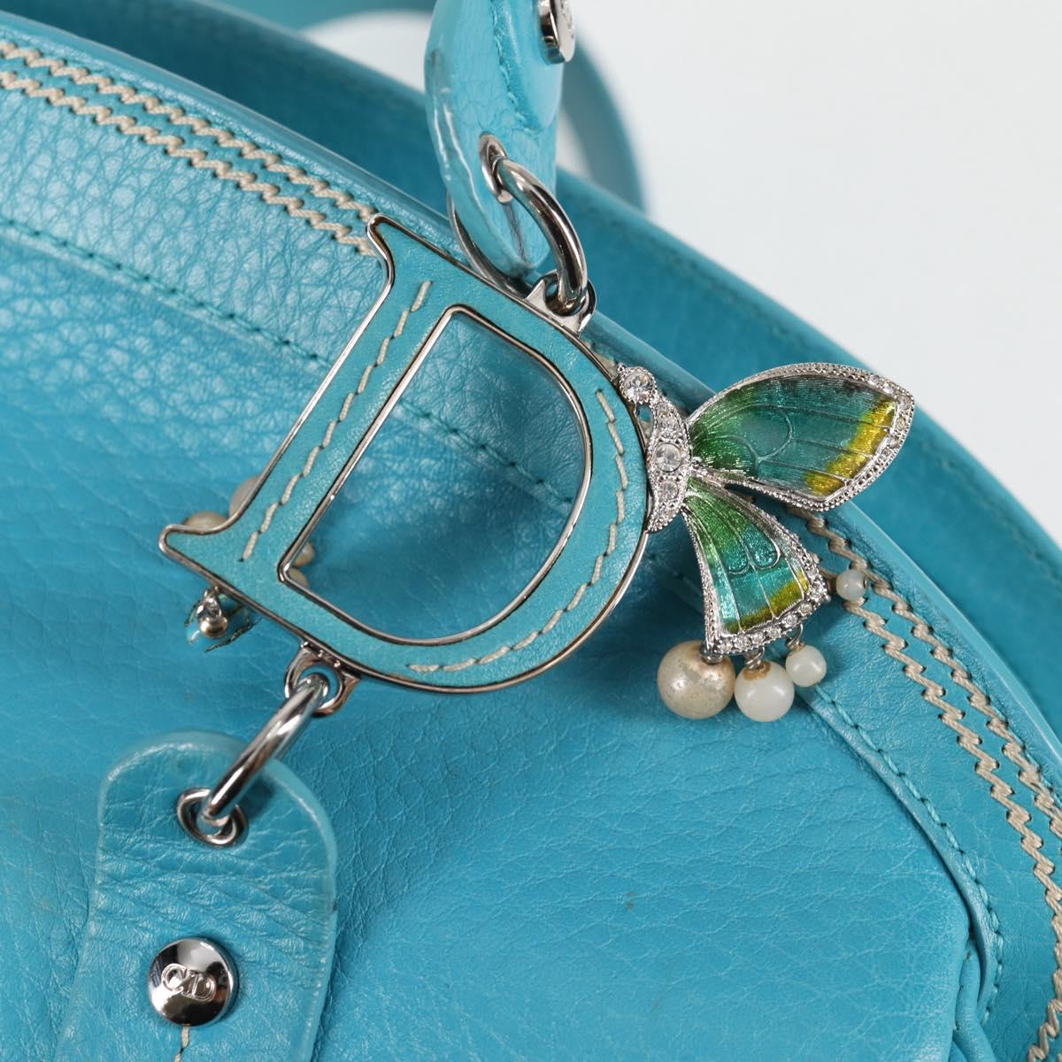 Christian Dior Hand Bag Leather limited Edition 0481 Blue Silver Auth yk18036AM