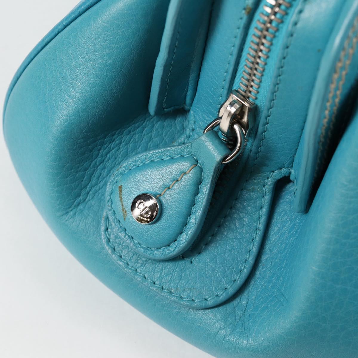Christian Dior Hand Bag Leather limited Edition 0481 Blue Silver Auth yk18036AM