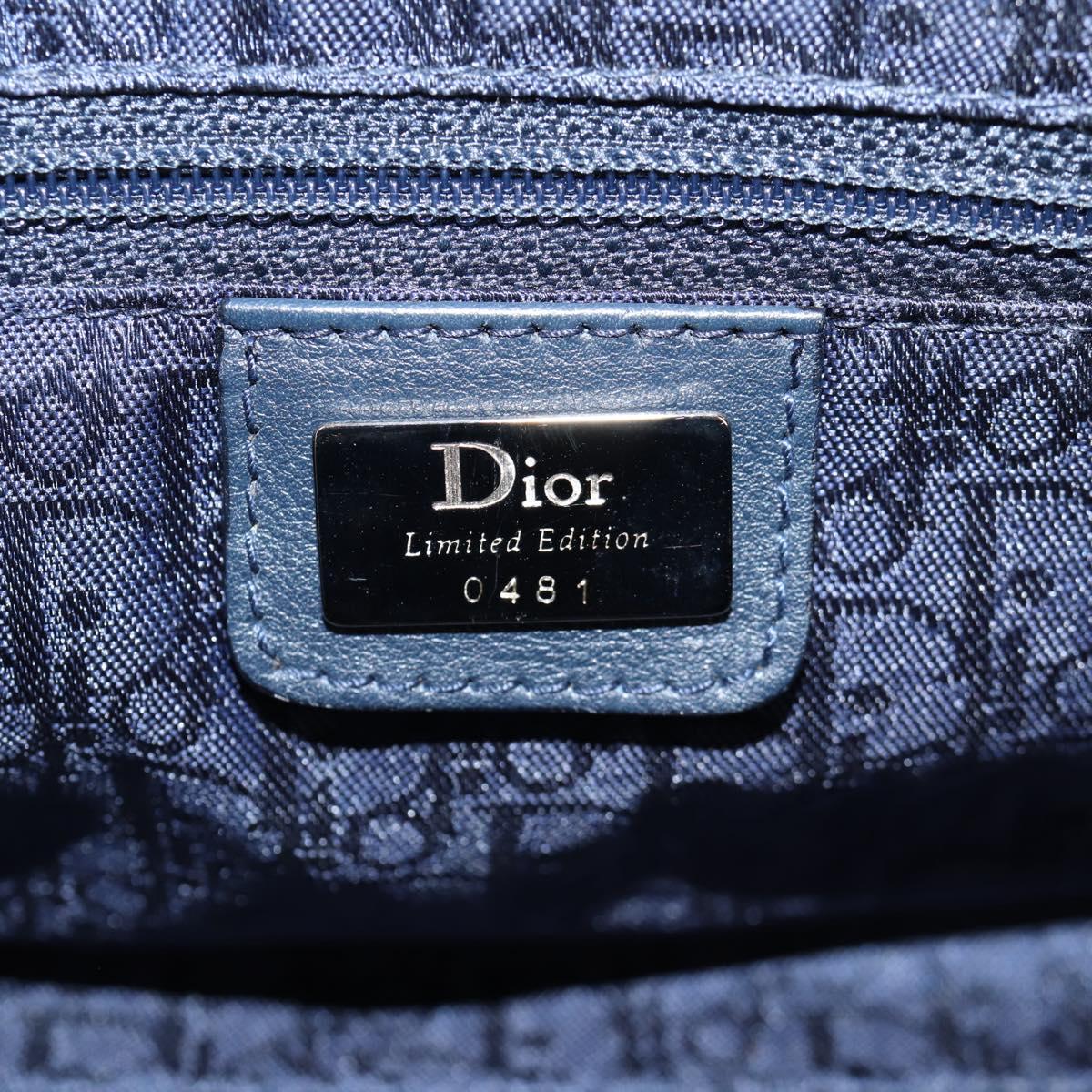 Christian Dior Hand Bag Leather limited Edition 0481 Blue Silver Auth yk18036AM