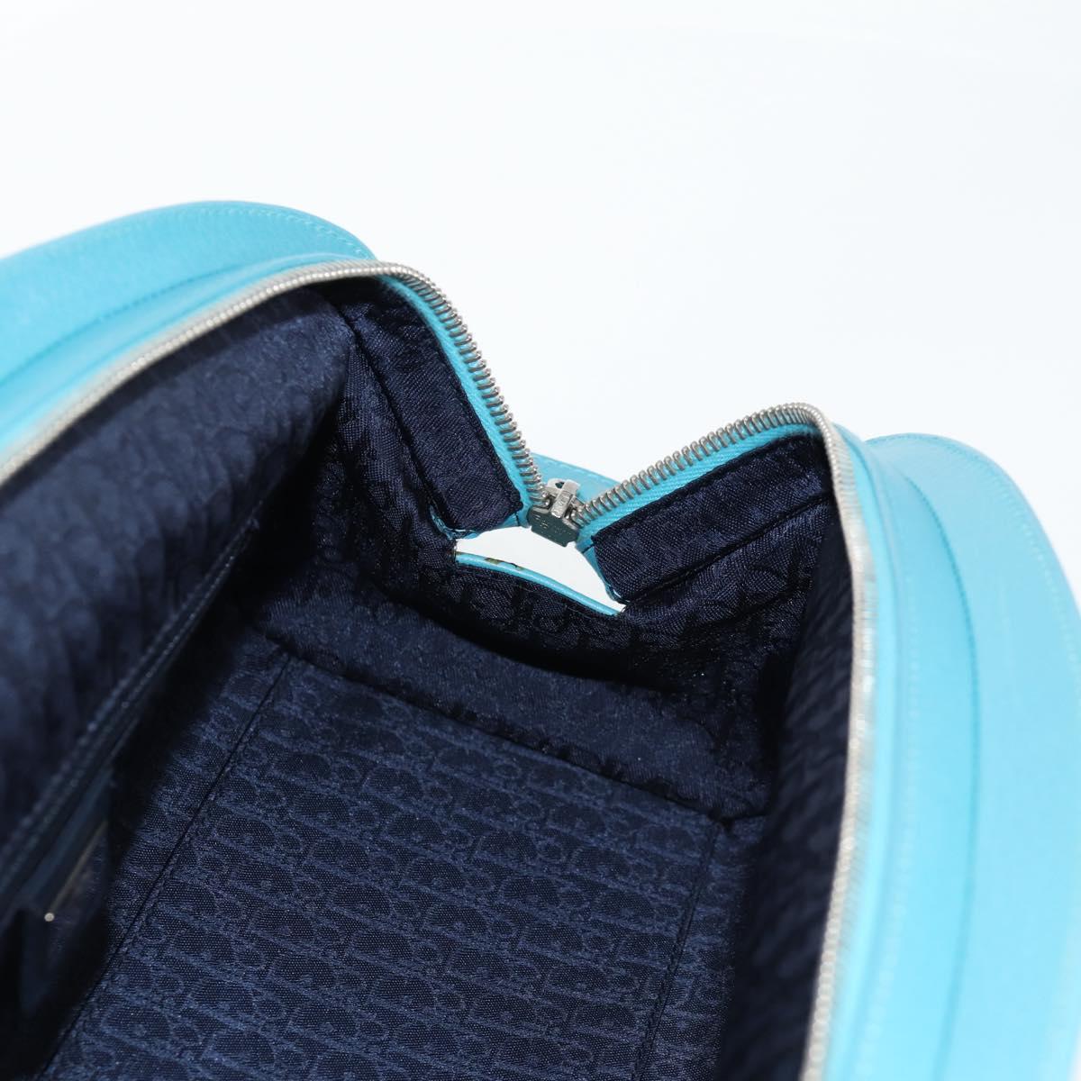 Christian Dior Hand Bag Leather limited Edition 0481 Blue Silver Auth yk18036AM