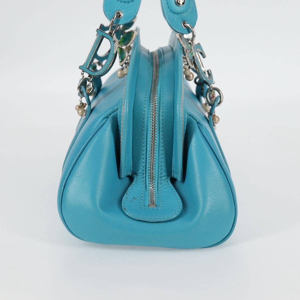 Christian Dior Hand Bag Leather limited Edition 0481 Blue Silver Auth yk18036AM