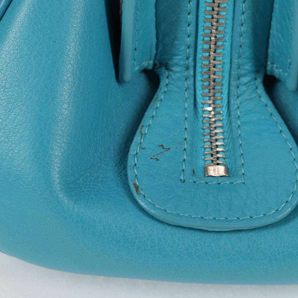 Christian Dior Hand Bag Leather limited Edition 0481 Blue Silver Auth yk18036AM