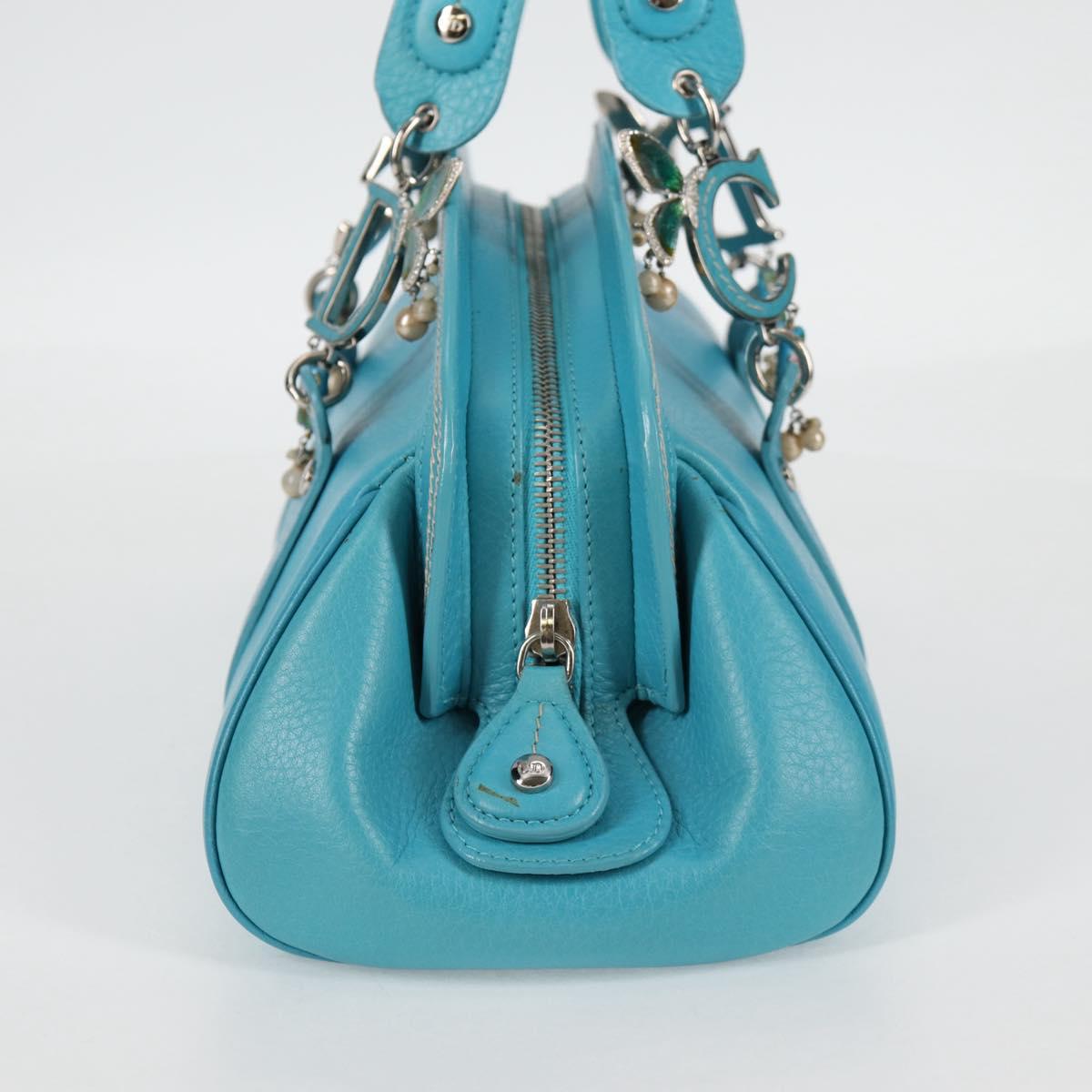 Christian Dior Hand Bag Leather limited Edition 0481 Blue Silver Auth yk18036AM