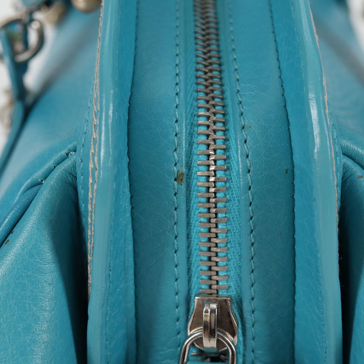 Christian Dior Hand Bag Leather limited Edition 0481 Blue Silver Auth yk18036AM