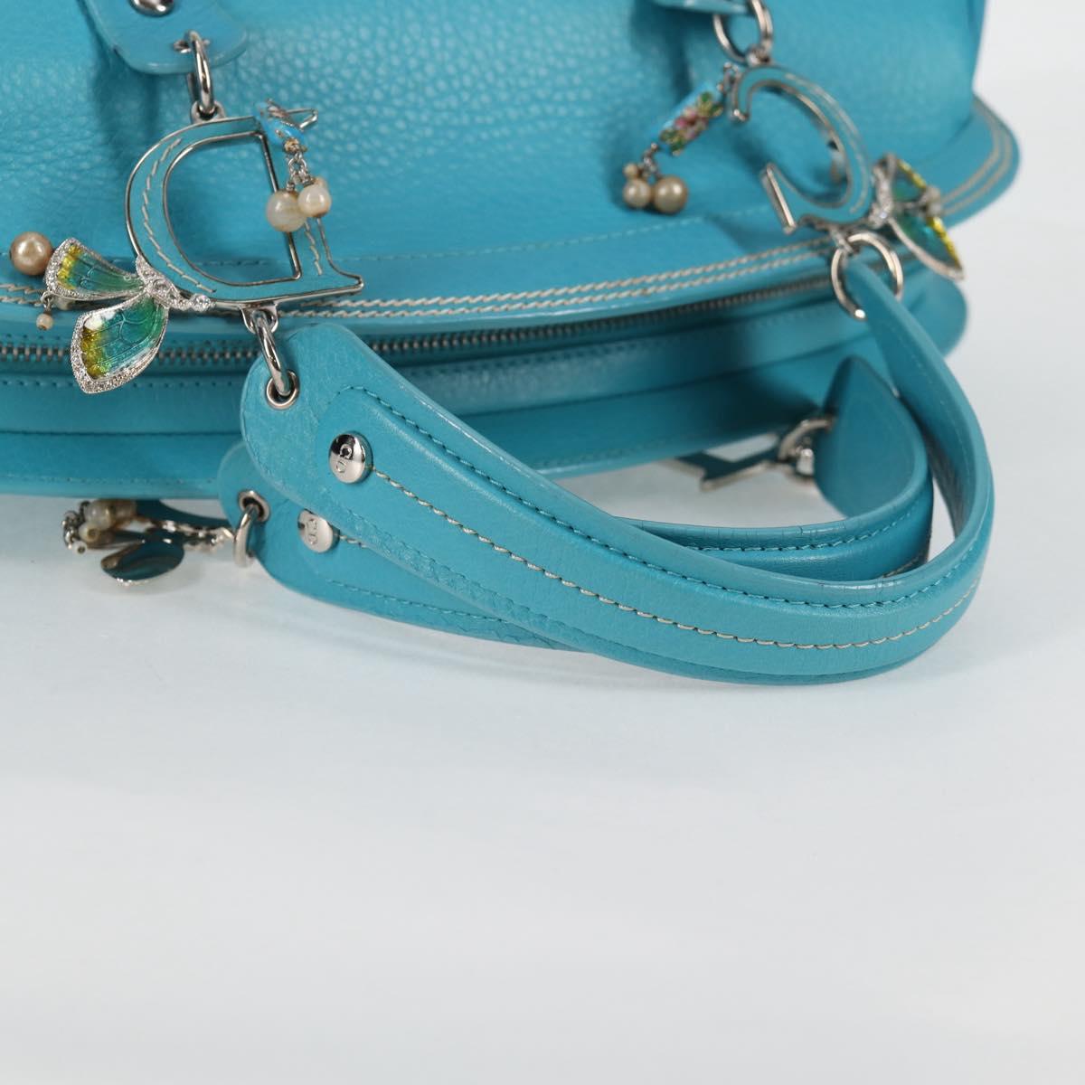 Christian Dior Hand Bag Leather limited Edition 0481 Blue Silver Auth yk18036AM