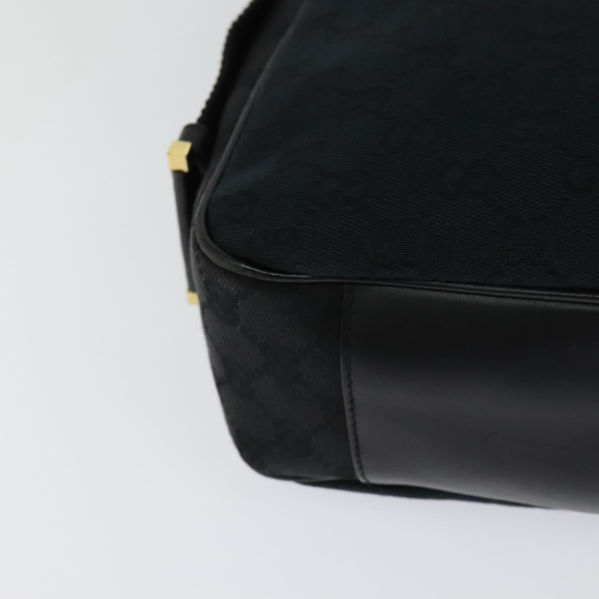 GUCCI GG Canvas Jackie Shoulder Bag Black Gold Auth yk18043