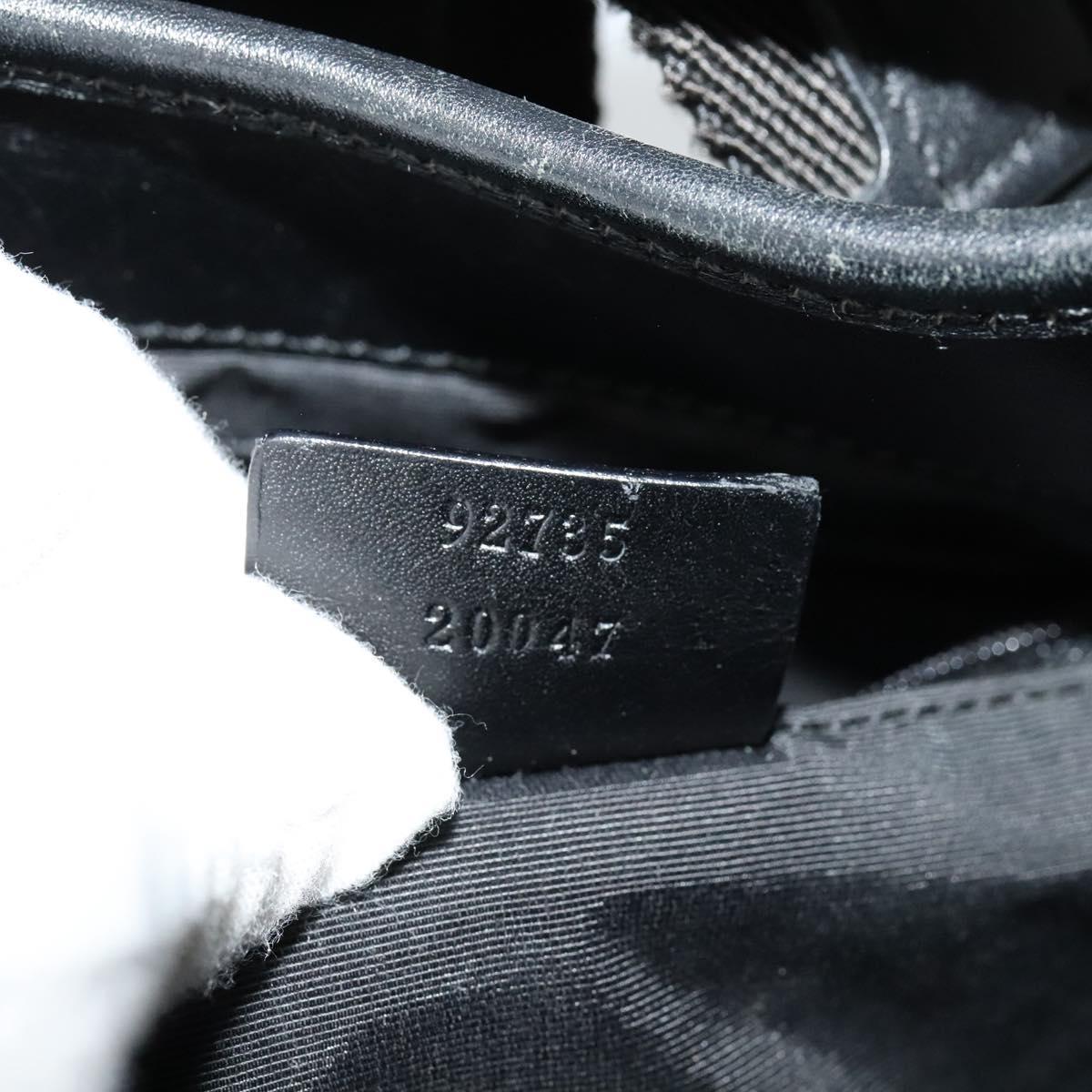 GUCCI GG Canvas Jackie Shoulder Bag Black Gold Auth yk18043