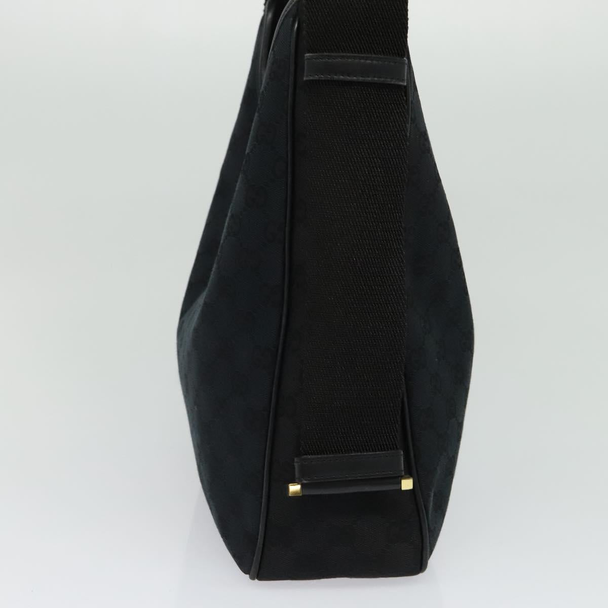 GUCCI GG Canvas Jackie Shoulder Bag Black Gold Auth yk18043