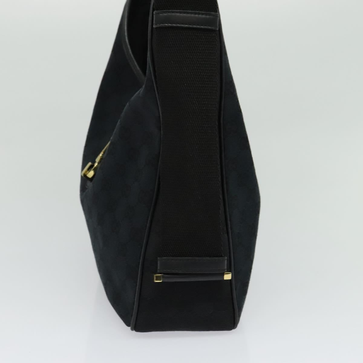 GUCCI GG Canvas Jackie Shoulder Bag Black Gold Auth yk18043