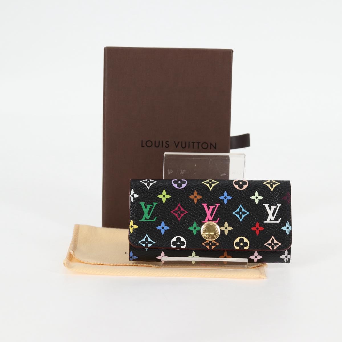 LOUIS VUITTON Multicolor Multicles 4 Key Case Black M93732 LV Auth yk18052A