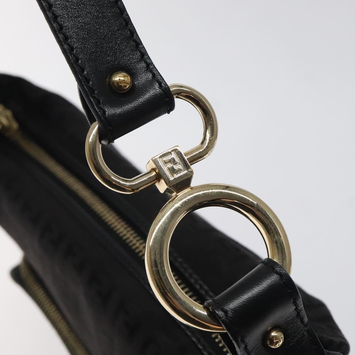FENDI Zucchino Canvas Hand Bag Black Gold Auth yk18069