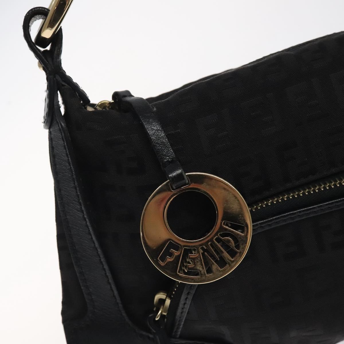 FENDI Zucchino Canvas Hand Bag Black Gold Auth yk18069