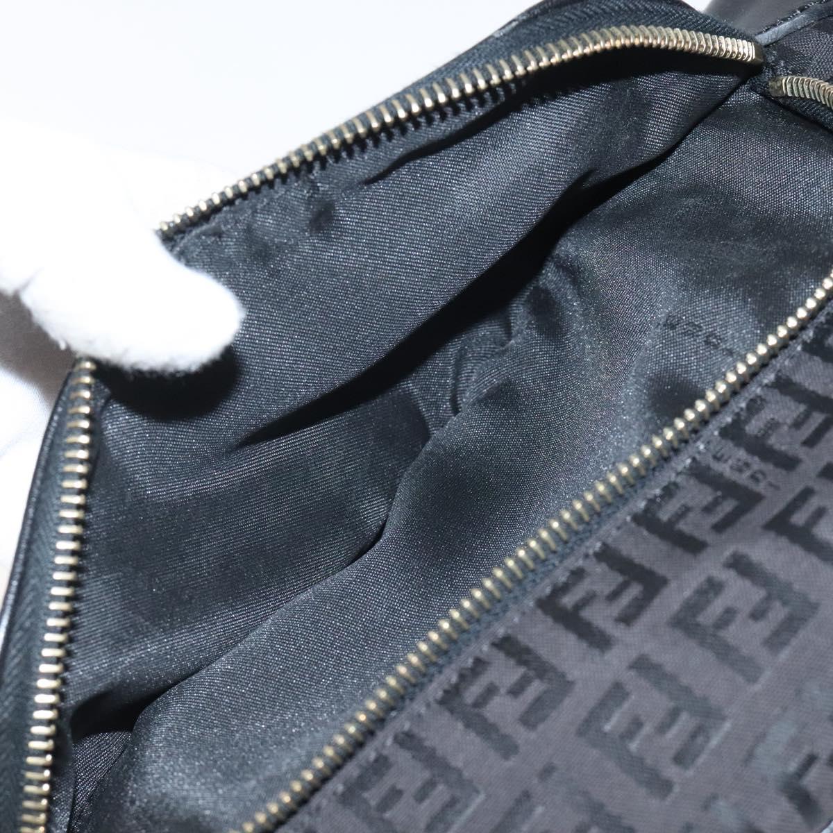 FENDI Zucchino Canvas Hand Bag Black Gold Auth yk18069