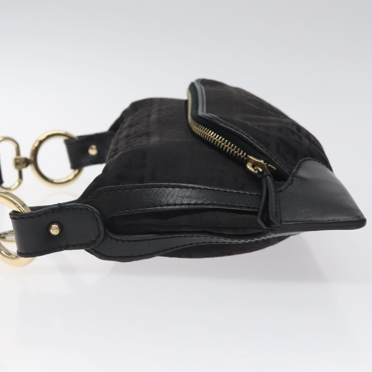 FENDI Zucchino Canvas Hand Bag Black Gold Auth yk18069
