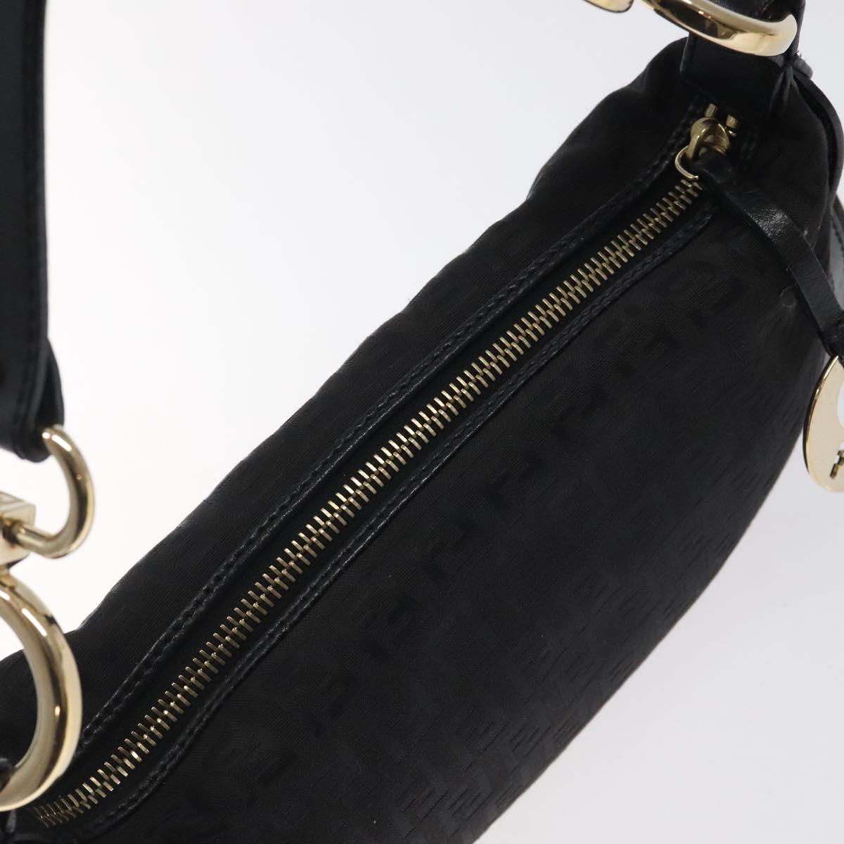 FENDI Zucchino Canvas Hand Bag Black Gold Auth yk18069