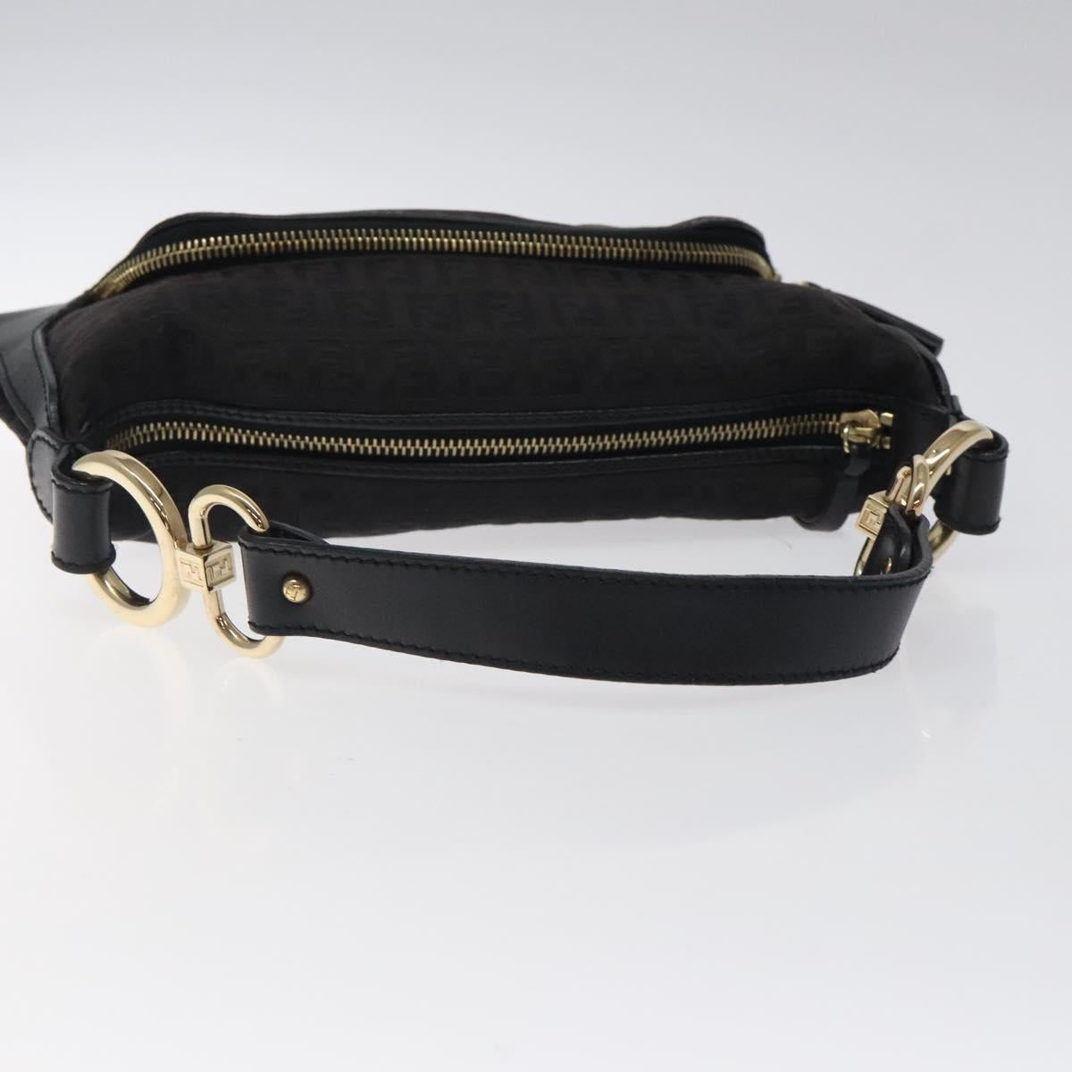 FENDI Zucchino Canvas Hand Bag Black Gold Auth yk18069