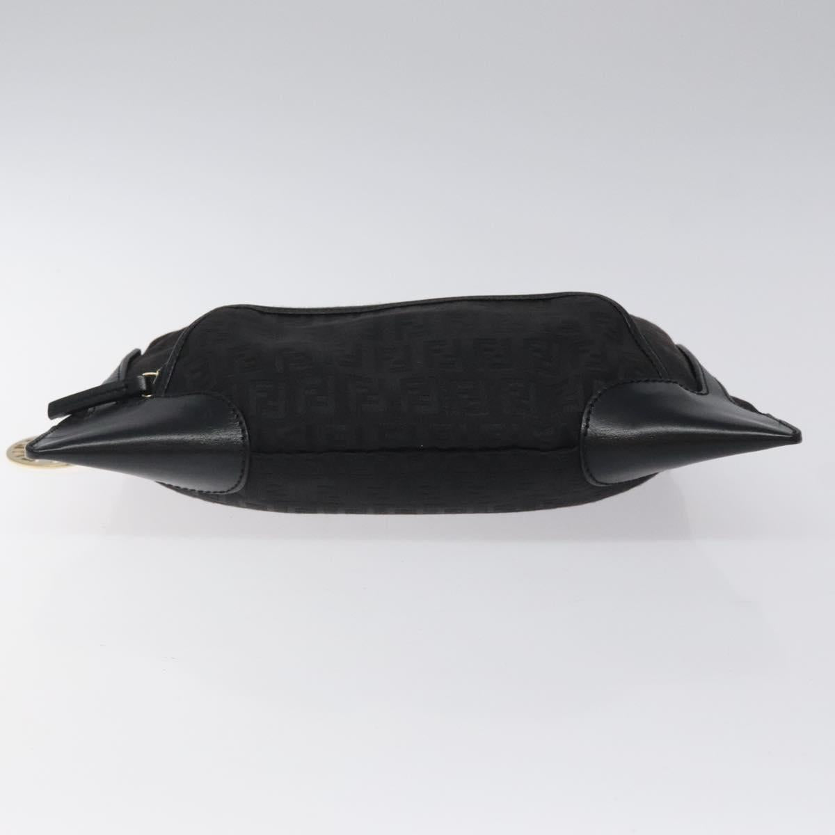 FENDI Zucchino Canvas Hand Bag Black Gold Auth yk18069