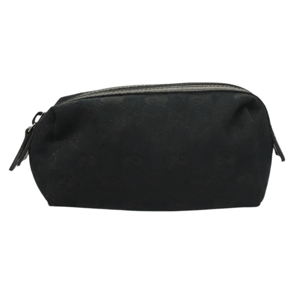 GUCCI GG Canvas Pouch Black Silver 245947 Auth yk18072