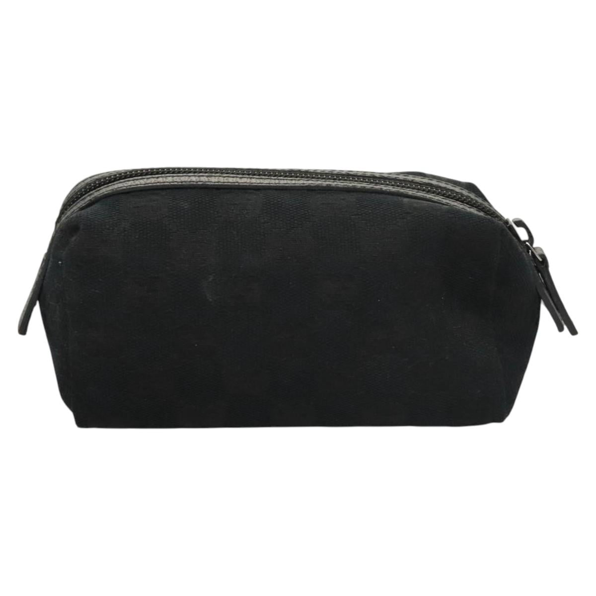 GUCCI GG Canvas Pouch Black Silver 245947 Auth yk18072