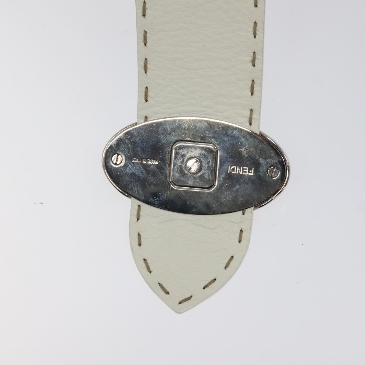 FENDI Celeria Shoulder Bag Leather Silver White Auth yk18082