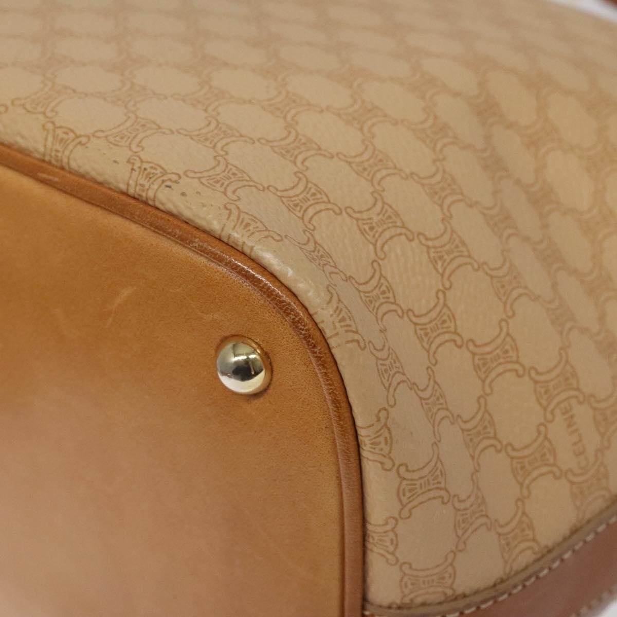 CELINE Macadam Canvas Shoulder Bag PVC Leather Beige Gold Auth yk18087