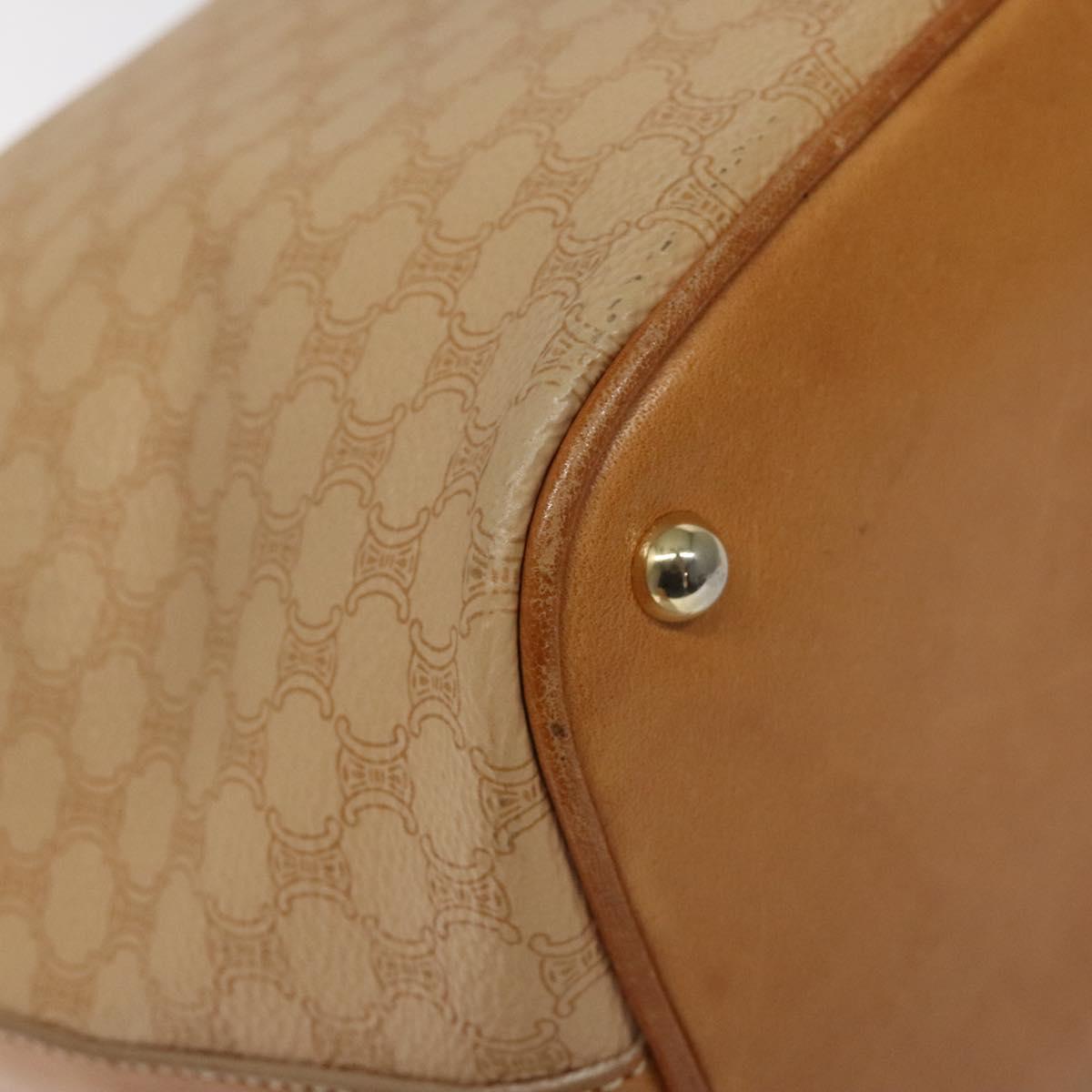 CELINE Macadam Canvas Shoulder Bag PVC Leather Beige Gold Auth yk18087