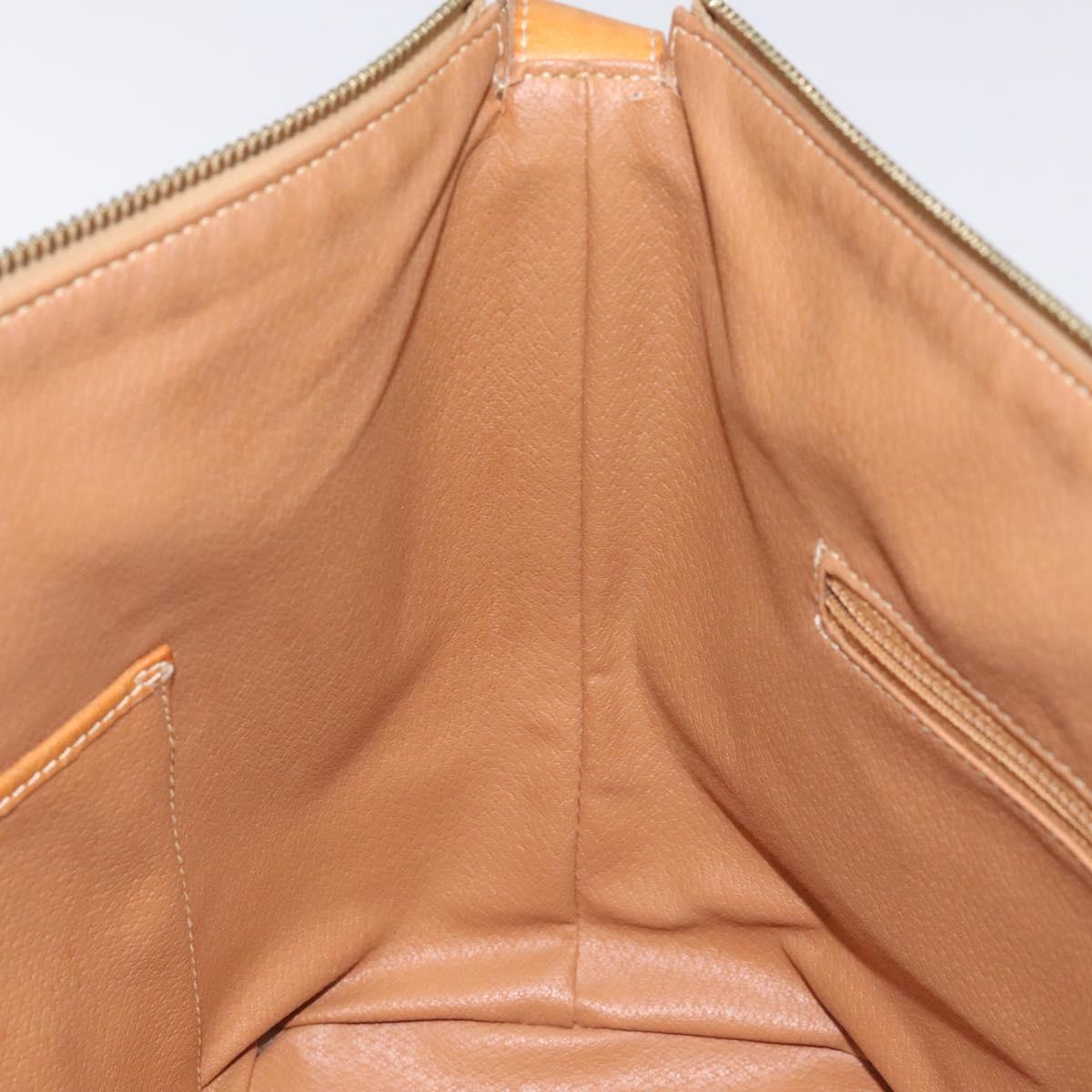 CELINE Macadam Canvas Shoulder Bag PVC Leather Beige Gold Auth yk18087