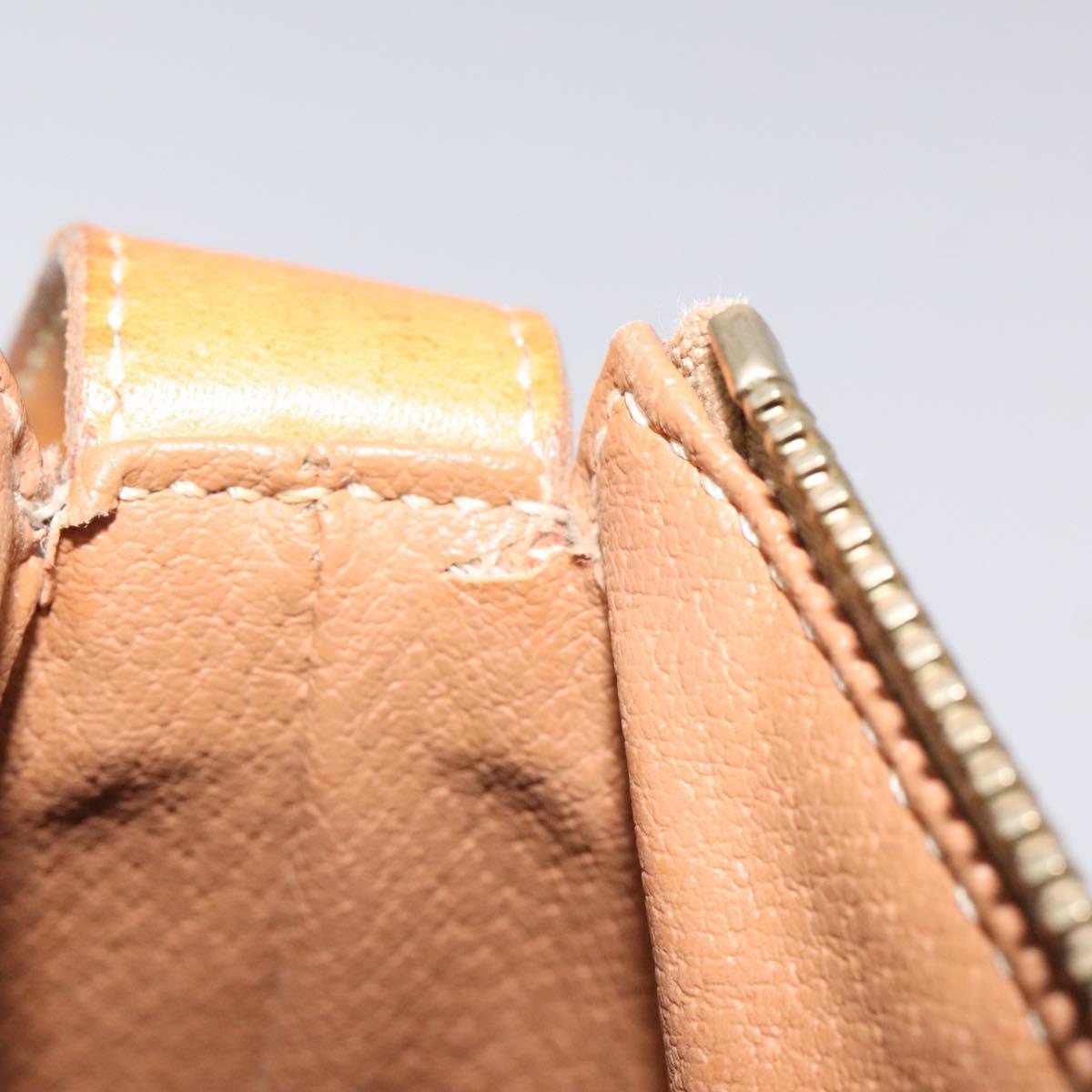 CELINE Macadam Canvas Shoulder Bag PVC Leather Beige Gold Auth yk18087