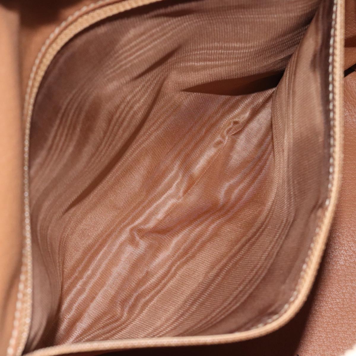 CELINE Macadam Canvas Shoulder Bag PVC Leather Beige Gold Auth yk18087